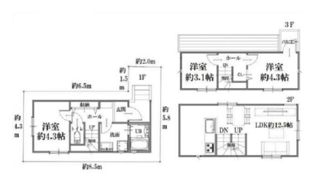 蒲田本町戸建の間取り|間取　3LDK