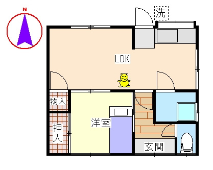 酒津平屋貸家の間取り