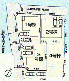 あきる野市五日市　新築戸建全4棟の区画図