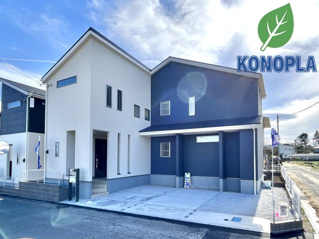 【新築戸建】第1高崎市冷水町の外観|■外観（1号棟）｜陽だまりのリビング、家事らくキッチンのお家、ついに完成！永く住むほどに愛着を深める、味わい豊かなデザインです。完成したばかりの新築を、一度ご覧になってみませんか？