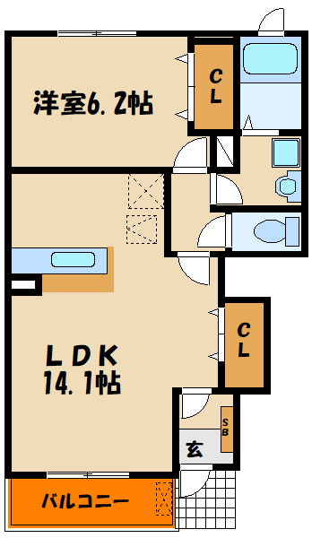 ルナパレス　Dの間取り