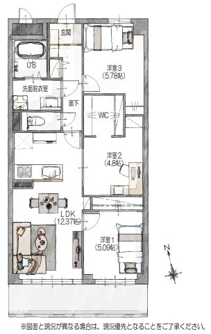 【間取り】 | オリエントハイツ和白II | リフォーム済みで気持ちよく新生活を始められます。ペットOKなのでお探しの方におススメです