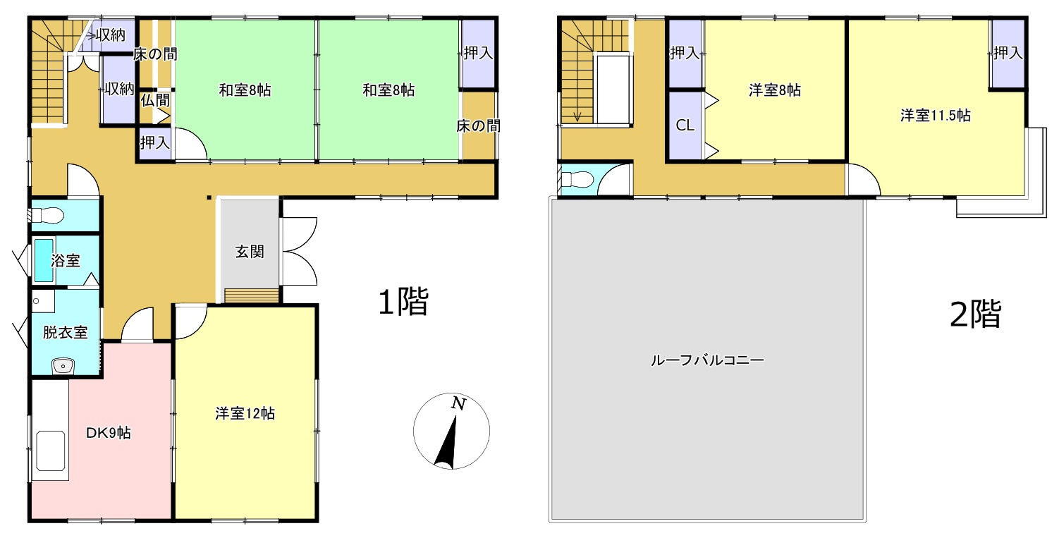 宇土市岩古曽町の中古一戸建の間取り