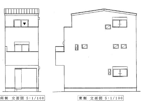 【外観パース】 | 鶴見区今津南4丁目 | 【南側・東側　立面図】