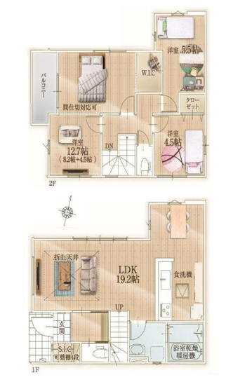 【間取り】 | 福岡市西区今宿東1丁目1期　1号棟（全3棟）【仲介手数料無料・0円】 | 平日、土日祝日もお好きな日時にご見学可能です。お気軽にお問合せ下さい。