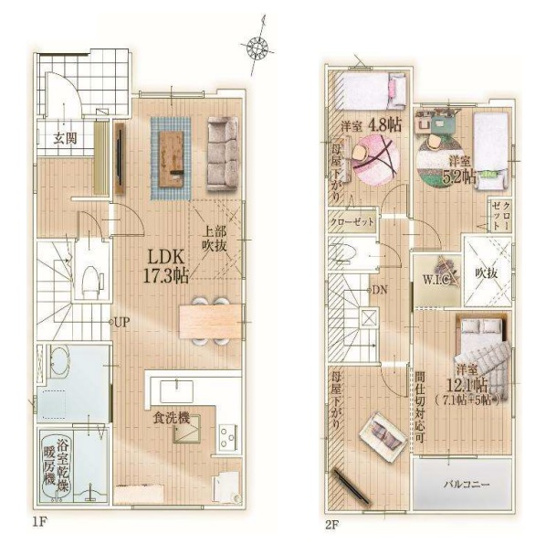 【間取り】 | 福岡市西区今宿東1丁目1期　2号棟（全3棟）【仲介手数料無料・0円】 | 平日、土日祝日もお好きな日時にご見学可能です。お気軽にお問合せ下さい。