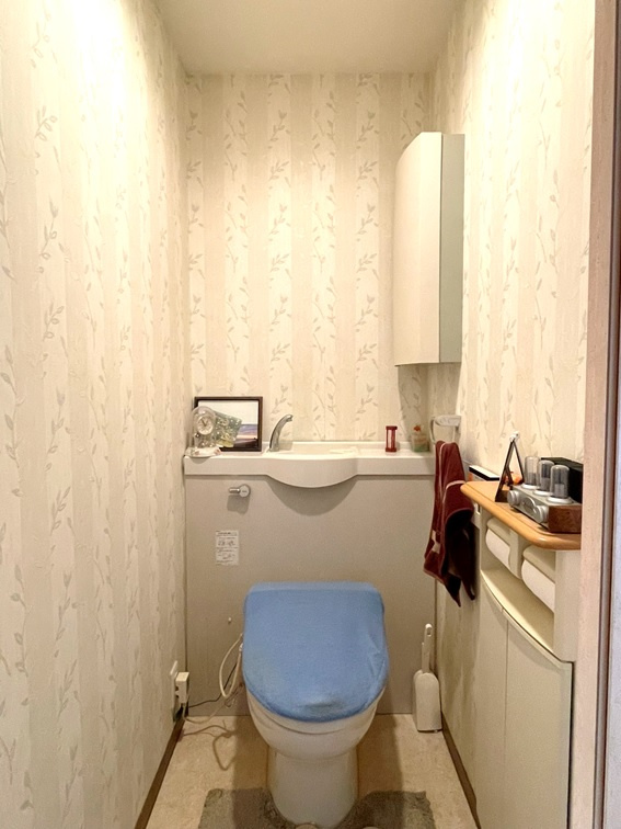 ポレスター西条のトイレ|十分な広さのトイレで、手洗いが設置されています