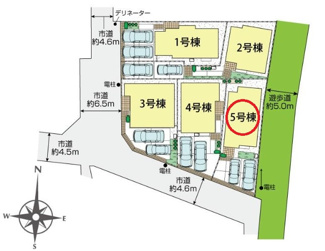 【区画図】 | 府中市四谷４丁目　全５棟　3号棟　仲介手数料無料 | 3号棟です。
