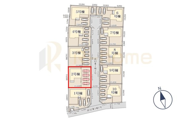 ひたちなか市稲田10期　新築戸建て　2号棟の区画図|大きなお買い物だからこそ、メリット・デメリットを伝えさせて頂きます。
R-homeにお任せください♪