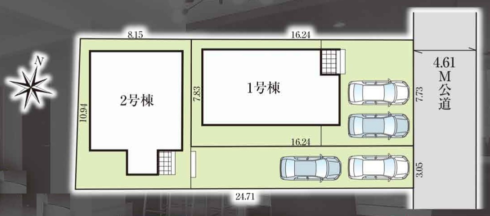 三郷市　彦成1丁目　新築戸建　全2棟　の区画図|区画図