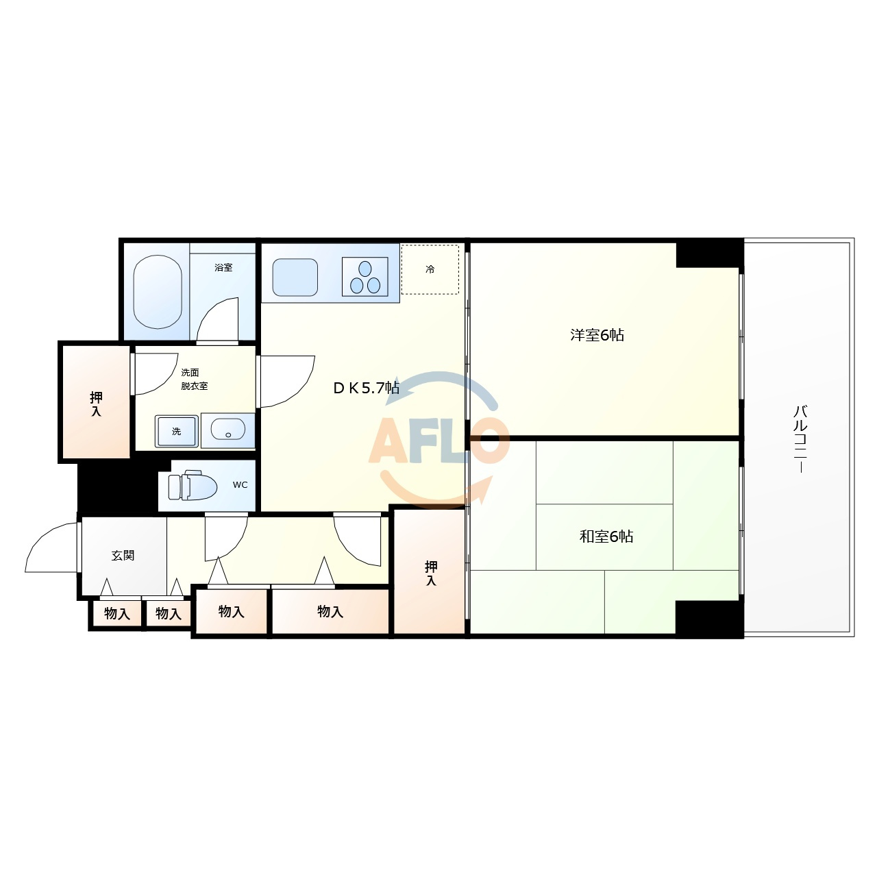 天満橋ニュースカイハイツ　中大江小学校区の間取り|天満橋ニュースカイハイツ　