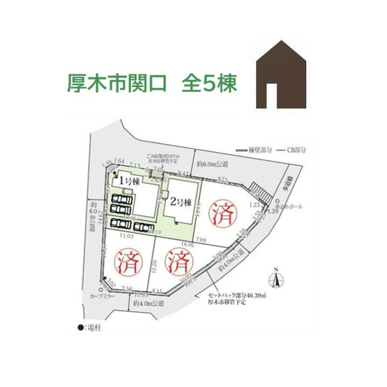 【区画図】 | 小・中学校近く、コンビニ（徒歩６分）暮らしやすい住環境◎
お車は縦列２台駐車が可能です♪