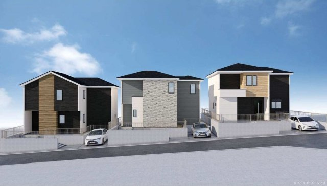 【横浜市瀬谷区阿久和西2丁目59-3全3棟新築戸建て】★仲介手数料無料★（原小学校・原中学校）の外観パース
