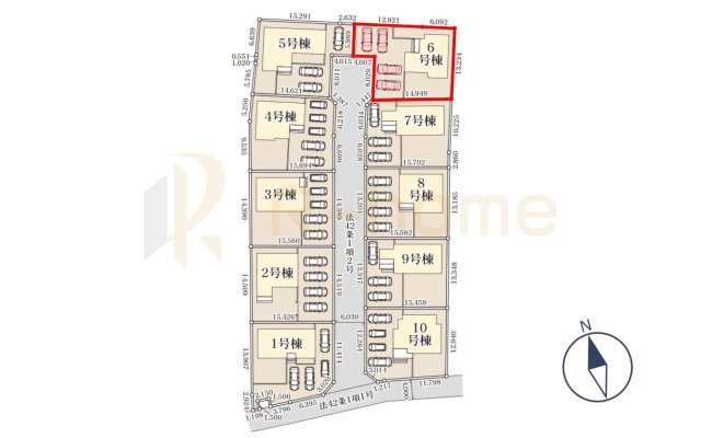 ひたちなか市稲田10期　新築戸建て　6号棟の区画図|大きなお買い物だからこそ、メリット・デメリットを伝えさせて頂きます。
R-homeにお任せください♪