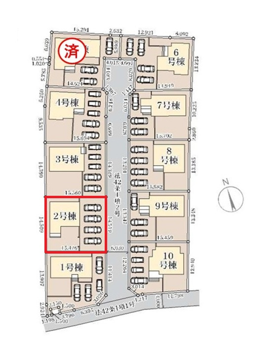 リーブルガーデン  ひたちなか稲田　10期　2の前面道路含む現地写真|並列駐車可能です。気になる他の物件と合わせての現地ご案内も可能です。HPから、またお電話でも、お気軽にお問い合わせください。

