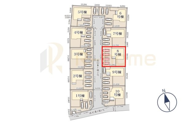 ひたちなか市稲田10期　新築戸建て　8号棟の区画図|大きなお買い物だからこそ、メリット・デメリットを伝えさせて頂きます。
R-homeにお任せください♪