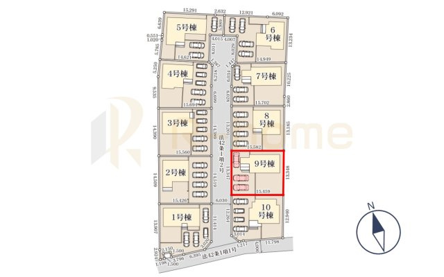 ひたちなか市稲田10期　新築戸建て　9号棟の区画図|大きなお買い物だからこそ、メリット・デメリットを伝えさせて頂きます。
R-homeにお任せください♪