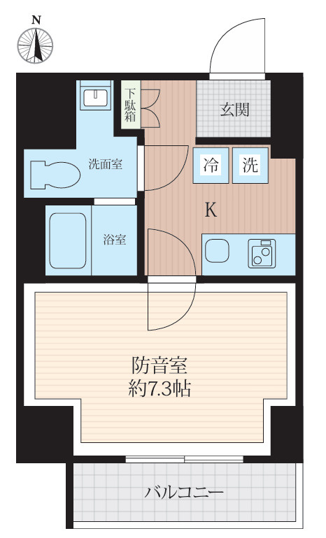 WHARF bo-on 住吉の間取り|1号室の間取りです