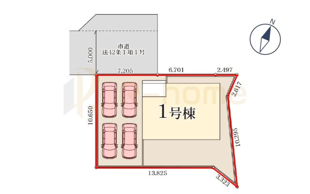第1下妻市下妻丙　新築戸建て　1号棟の区画図|大きなお買い物だからこそ、メリット・デメリットを伝えさせて頂きます。
R-homeにお任せください♪