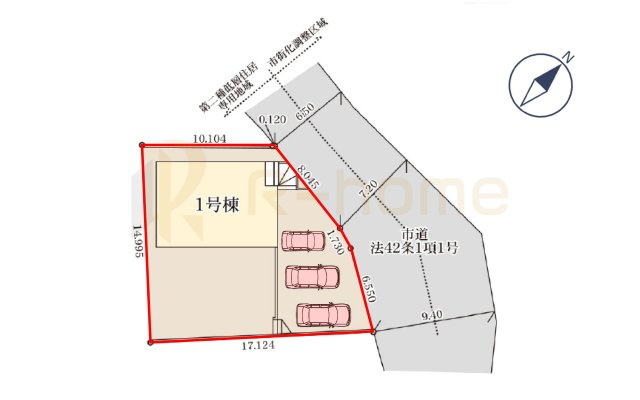 石岡市鹿の子2期　新築戸建て　1号棟の区画図|大きなお買い物だからこそ、メリット・デメリットを伝えさせて頂きます。
R-homeにお任せください♪