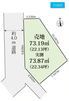 川越の中でも旧市街地に隣接する人気の住宅地の土地図|建築条件なし