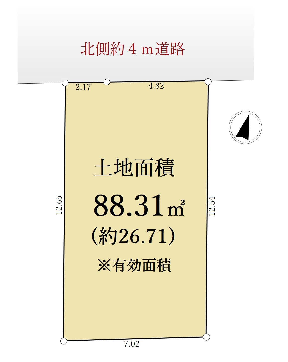 豊島区西池袋3丁目 限定1区画の区画図|土地面積88.31m2 4ｍ道路に面する整形地
建築条件ございません、お好きなハウスメーカーで建築できます