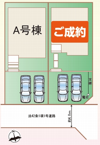 【区画図】 | 【仲介手数料０円】藤沢市鵠沼海岸6丁目　新築一戸建て　A号棟　全2棟 | 藤沢市鵠沼海岸6丁目　新築一戸建て　全2棟