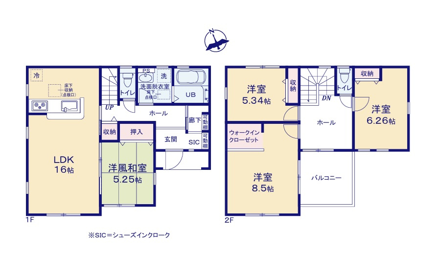 リーブルガーデン  ひたちなか稲田　10期　4の間取り|　
☆バルコニーに出られる2階ホールは明るく自由な空間です。全室明るい二面採光、収納スペース付き。横になって寛げる和室はお昼寝コーナーにも◎