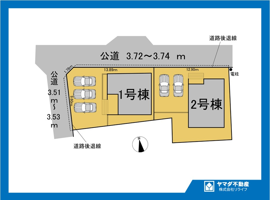 【商談中】クワイエ　大口町余野２丁目第7　全2区画分譲の区画図|■区画図
■YAMADA電機の　ヤマダ不動産　株式会社リライフ　
いつでもお問合わせ下さい。