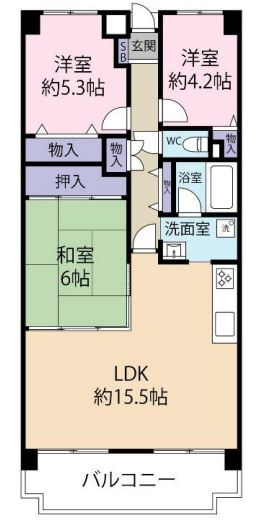 神戸市北区君影町１丁目の賃貸マンションの間取り