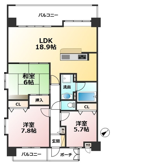 【間取り】 | シーサイドパレスフェニックス古賀