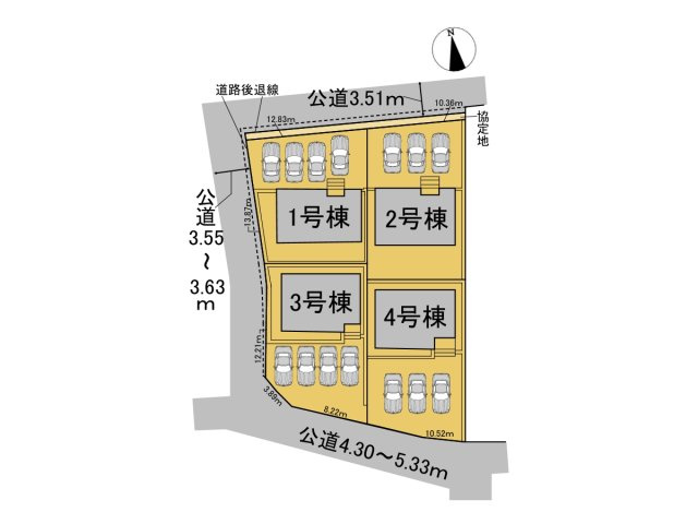 クワイエ　大垣市笠木町第1　全4区画分譲の区画図|■区画図
■YAMADA電機の　ヤマダ不動産　株式会社リライフ　
いつでもお問合わせ下さい。