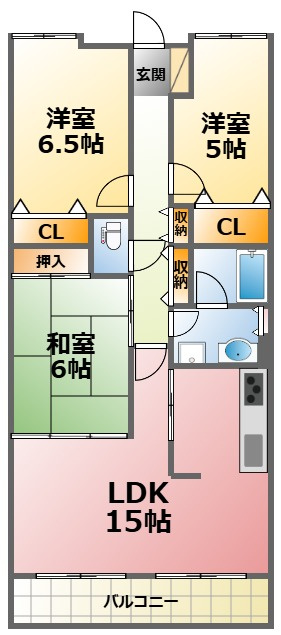 甲子園三番町ハイツの間取り