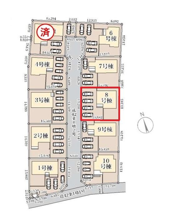 リーブルガーデン  ひたちなか稲田　10期　8の前面道路含む現地写真|並列駐車可能です。気になる他の物件と合わせての現地ご案内も可能です。HPから、またお電話でも、お気軽にお問い合わせください。

