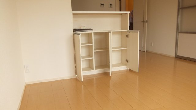 セントアンドリュースＡ棟の居間・リビング|カウンター下に収納あります。