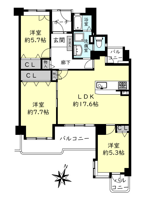 エルタウン学園Ⅰ　101号棟の間取り