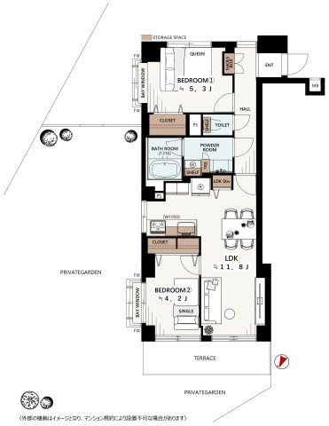 ワコー石神井公園マンションの間取り|2LDK
