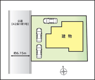 【区画図】 | 甲斐市牛句 H2年築積水ハウス施工の軽量鉄骨造 中古戸建 | カースペースは3台分　二箇所のカーポート付