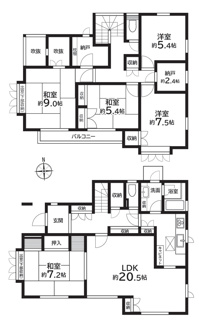 【間取り】 | 甲斐市牛句 H2年築積水ハウス施工の軽量鉄骨造 中古戸建 | 147.86㎡の大型建物