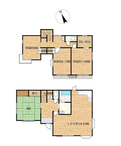 高萩市石滝　中古戸建の間取り