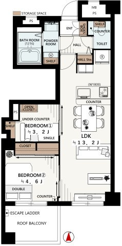 クレドール阿佐ヶ谷の間取り|2LDK