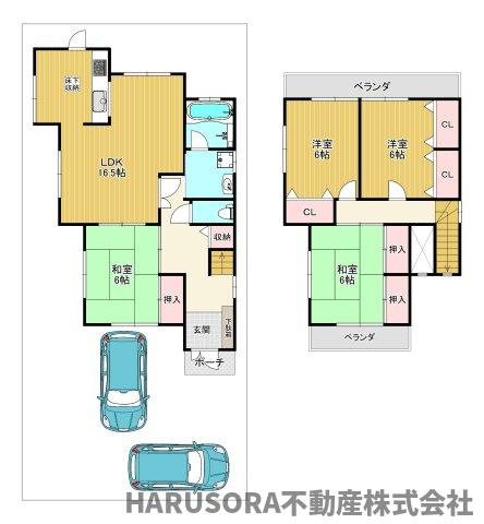 枚方市牧野本町2丁目　2階建の間取り