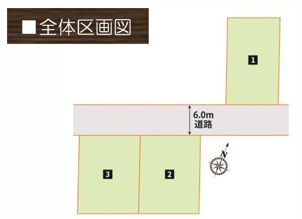 坂東市辺田　全3邸の区画図|全棟配置図