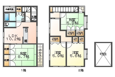 妙法寺菅ノ池貸家の間取り