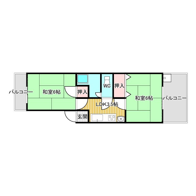 三田江古田第二コーポの間取り|間取り