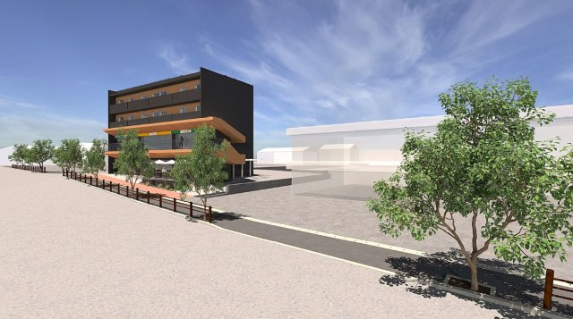 （仮称）CHUNICHI BUILDINGの外観パース