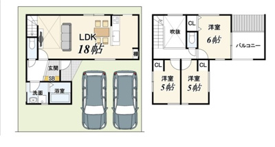 【土地図＋建物プラン例】 | 亀岡 下矢田町四丁目 売土地 | 参考プラン　1号地　77.76㎡　1899万円