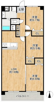 【間取り】 | シャトー第2八戸ノ里