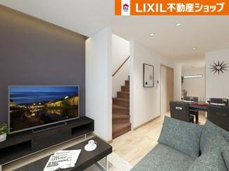 【外観】 | 右京区梅津中村町 | 《LDK：ステージングイメージパース》※家具・小物はCGによるインテリアイメージであり、家具の設置サイズを保証するものではございません。※家具配置はTV配線には配慮しておりません