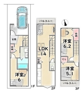 【間取り】 | 右京区梅津中村町